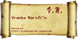 Vranka Marián névjegykártya